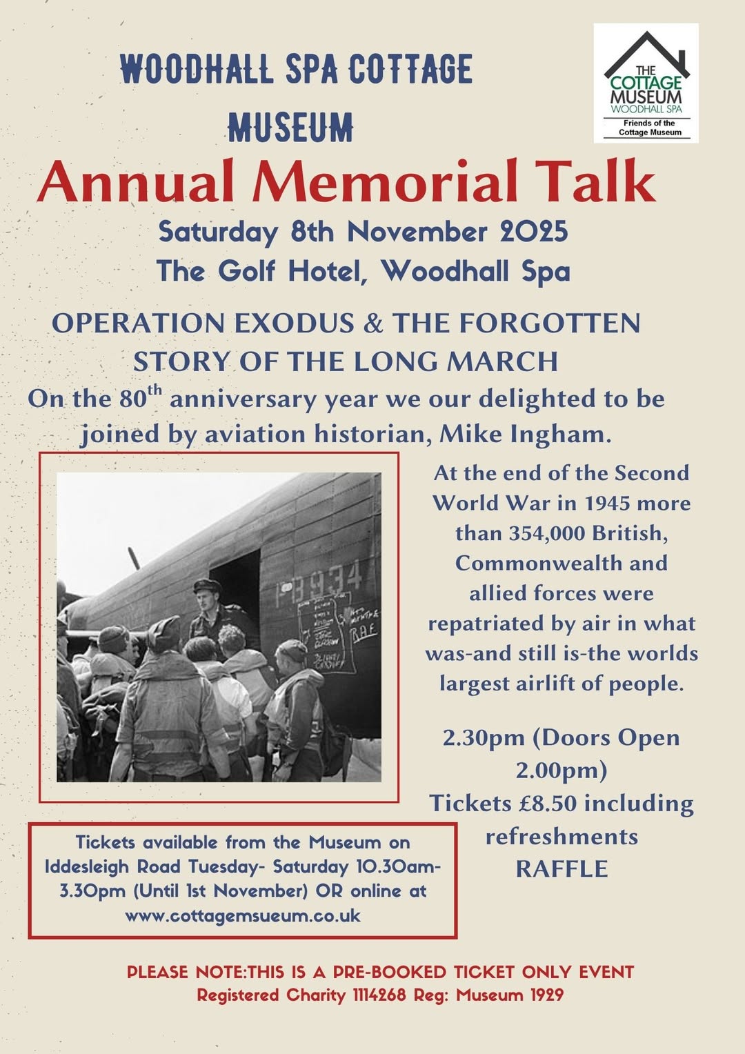 We still have tickets available for our Annual Memorial Talk